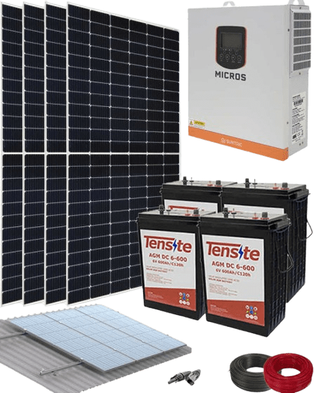 Kit Solar Aislada 3000W 24V 9000Whdia con batería AGM